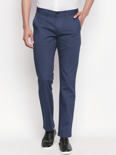 

BYFORD by Pantaloons Men Blue Slim Fit Solid Regular Trousers