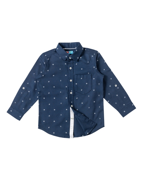 

Kid Studio Boys Navy Blue Comfort Regular Fit Printed Casual Shirt