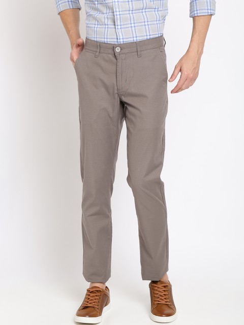 

Crocodile Men Brown Smart Slim Fit Solid Regular Trousers