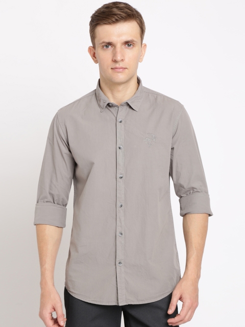 

Crocodile Men Grey Classic Slim Fit Solid Casual Shirt