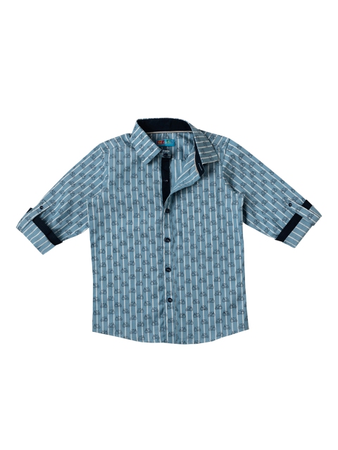 

Kid Studio Boys Blue & White Regular Fit Striped Casual Shirt