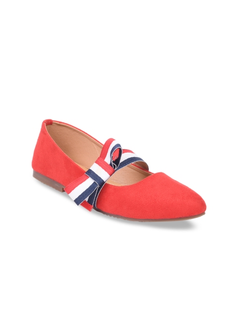 

GNIST Women Red Solid Suede Ballerinas