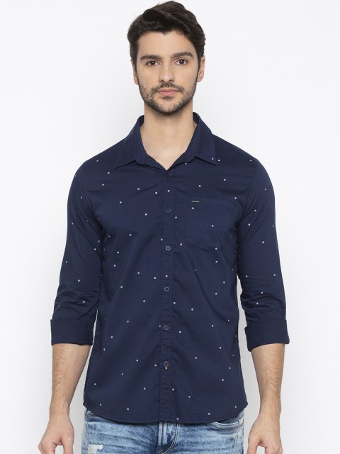 

SPYKAR Men Navy Blue Slim Fit Printed Casual Shirt