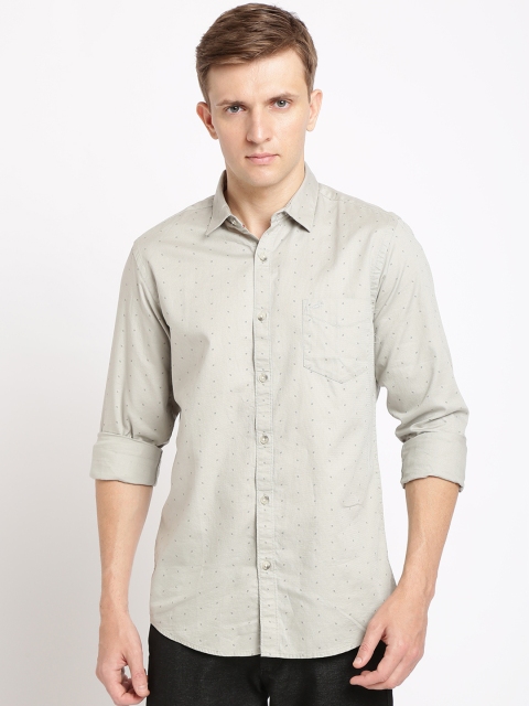 

Crocodile Men Grey Classic Slim Fit Printed Casual Shirt