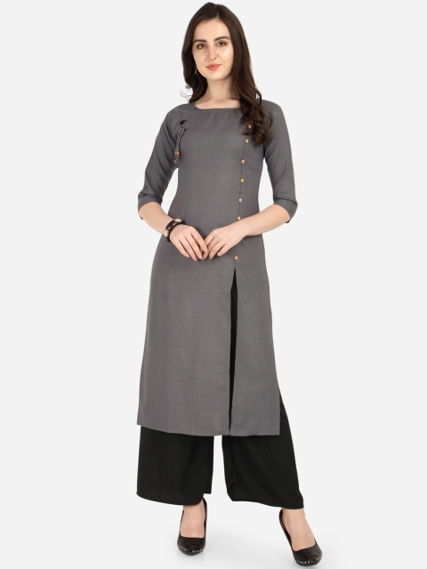 

Florence Women Grey Solid Straight Kurta