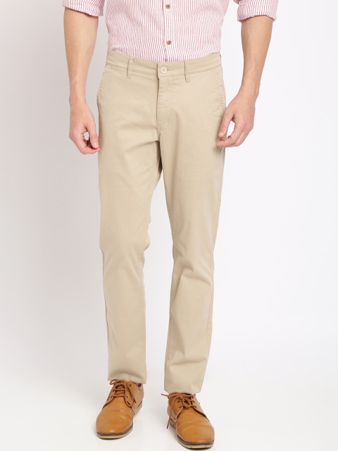 

Crocodile Men Beige Slim Fit Solid Regular Trousers