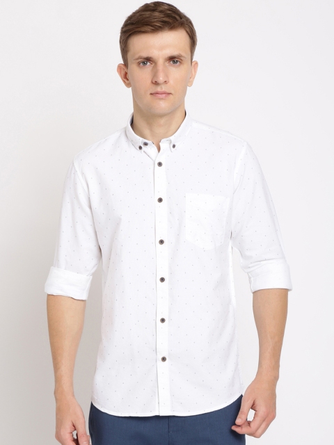 

Crocodile Men White Classic Slim Fit Printed Casual Shirt