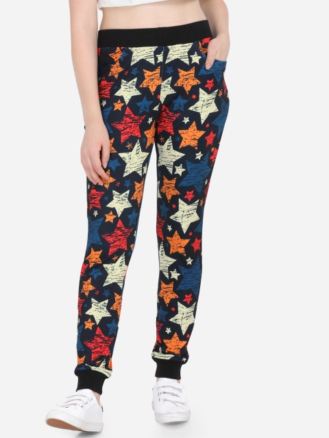 

Yuvraah Women Navy Blue & White Printed Slim-Fit Joggers