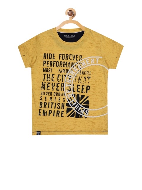 

Monte Carlo Boys Yellow Printed Round Neck T-shirt