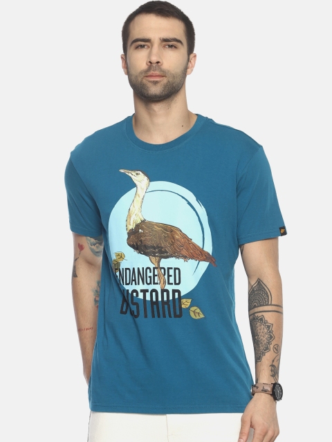 

Wolfpack Men Teal Printed Round Neck T-shirt