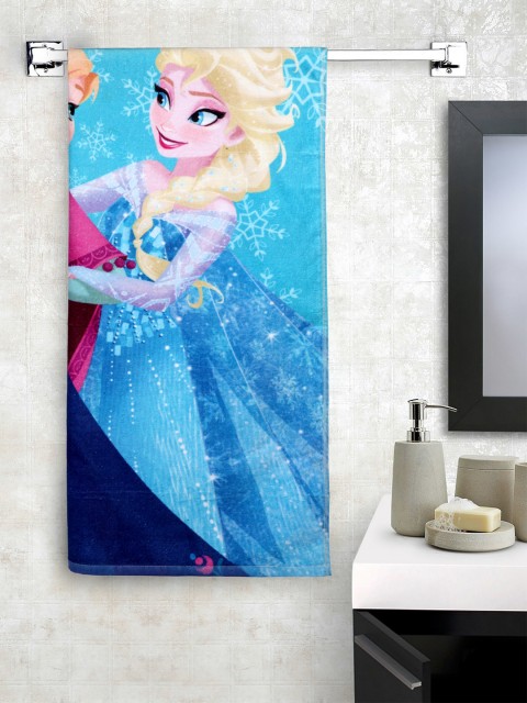 

SPACES Unisex Blue & Purple Printed Disney Frozen 380GSM Bath Towel