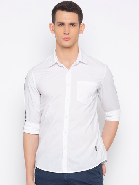 

SPYKAR Men White Slim Fit Solid Casual Shirt