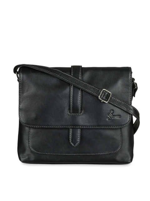 

MAI SOLI Women Black Solid Leather Cross Body Sling Bag