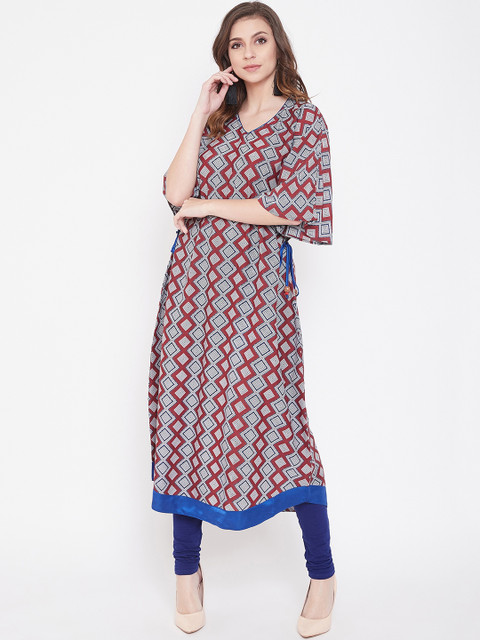 

The Kaftan Company Women Maroon & Red Printed Kaftan Kurta