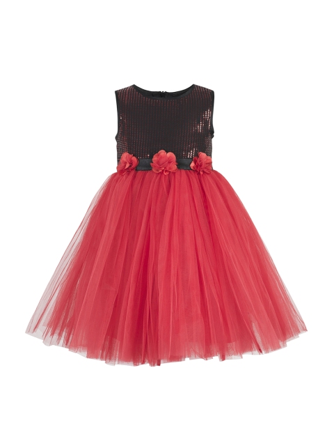 

Toy Balloon kids Girls Red Black Embellished Fit and Flare Dress
