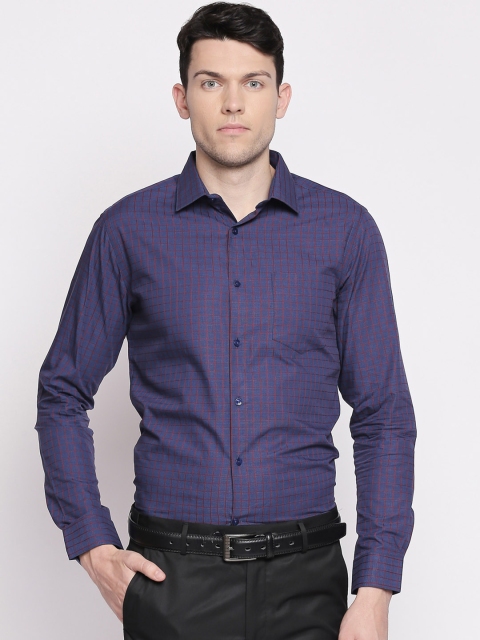 

RICHARD PARKER by Pantaloons Men Blue Slim Fit Checked Formal Shirt