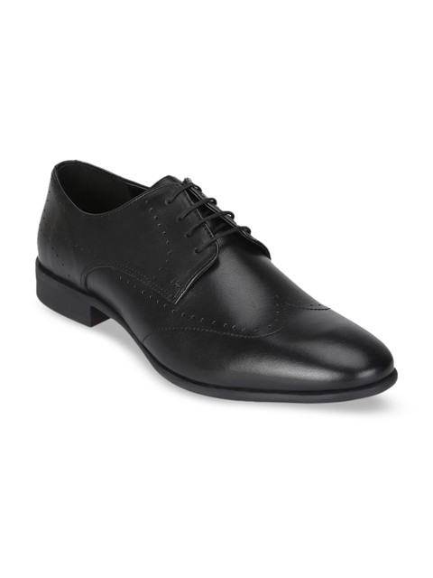 

Red Tape Men Black Solid Leather Formal Derbys