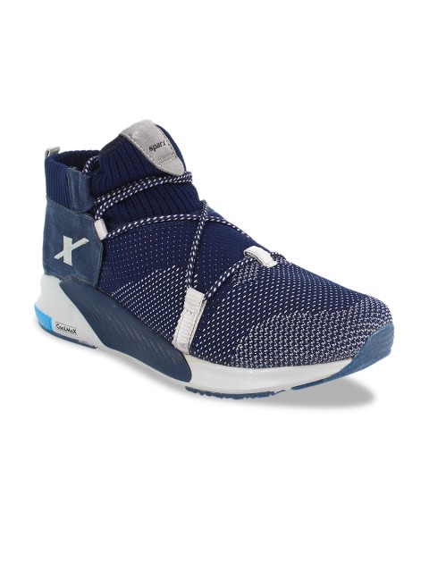 

Sparx Men Navy Blue Mesh Mid-Top Running Shoes