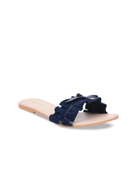 

GNIST Women Navy Blue Solid Suede Open Toe Flats