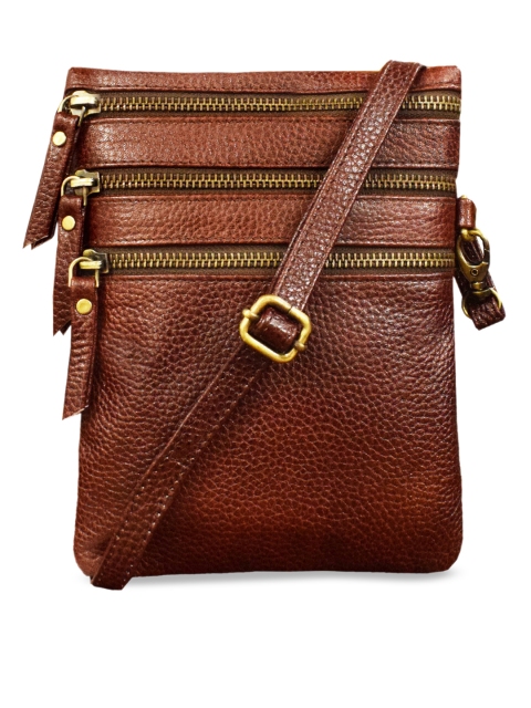 

ABYS Unisex Brown Solid Leather Messenger Bag