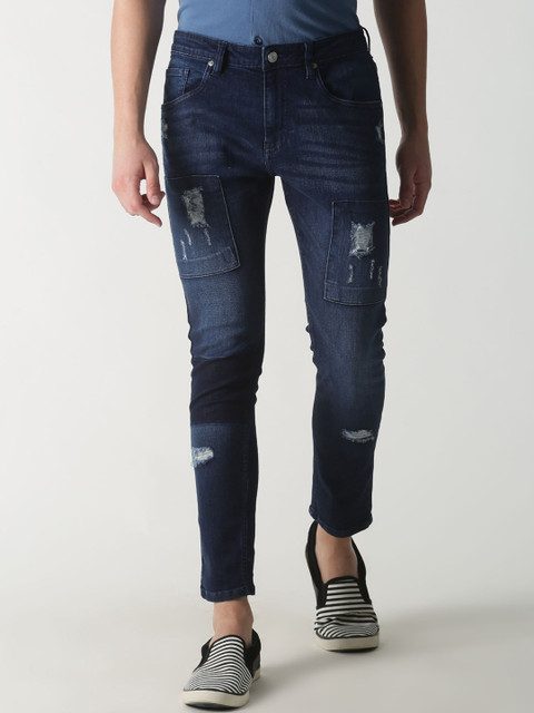 

Blue Saint Men Blue Slim Fit Mid-Rise Mildly Distressed Jeans