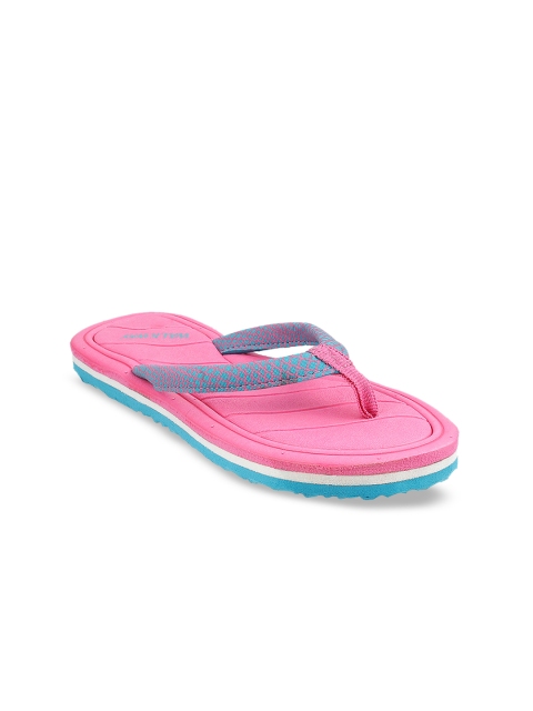 

WALKWAY Women Pink & Blue Printed Thong Flip-Flops