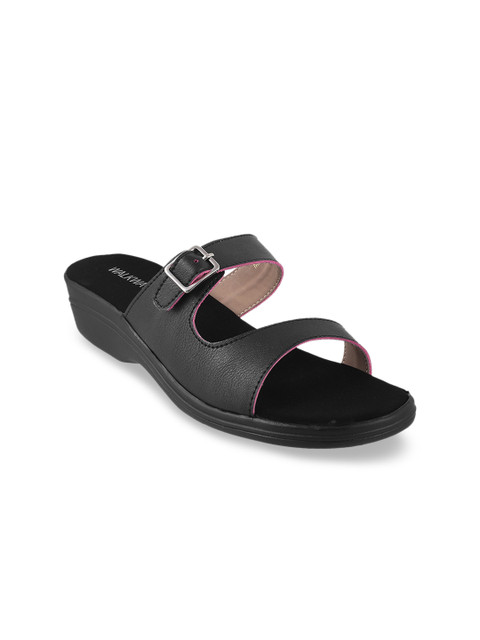 

WALKWAY Women Black Solid Wedges