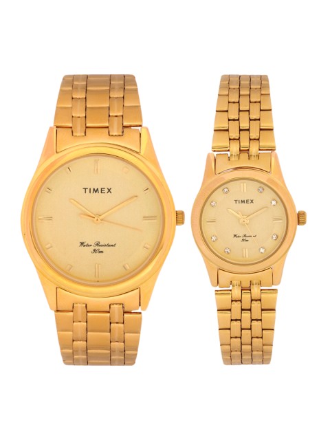 

Timex Gold-Toned His & Her Analogue Watches TW00PR236