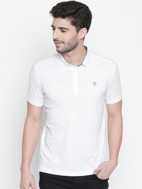 

Mufti Men White Solid Slim Fit Polo Collar T-shirt