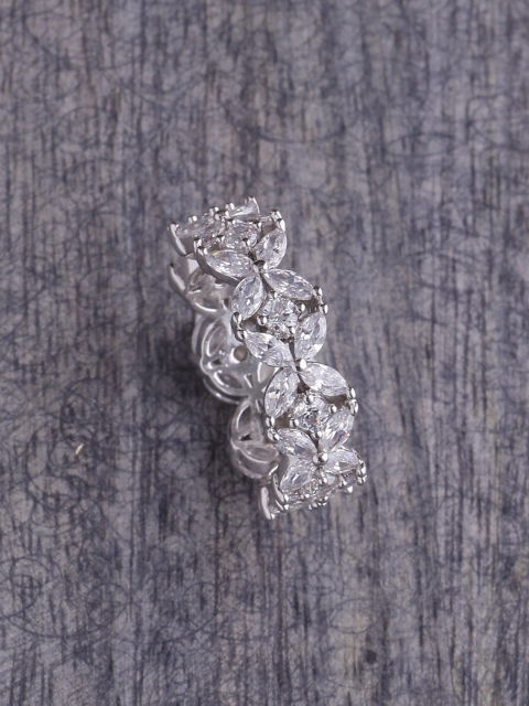 

Tistabene Rhodium-Plated Artificial Stone Studded Finger Ring, Silver
