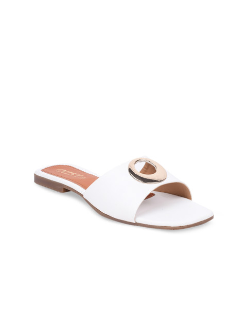 

GNIST Women White Solid Open Toe Flats