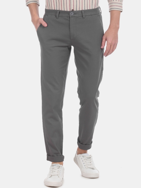 

Ruggers Men Grey Slim Fit Solid Regular Trousers