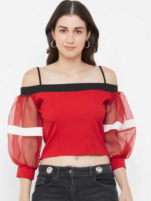 

bebe Women Red Solid Fitted Top