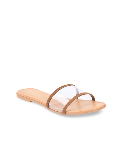 

GNIST Women Tan Brown Solid Open Toe Flats