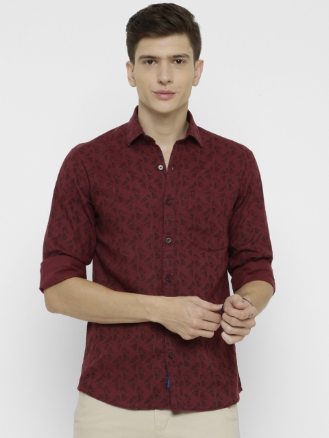 

CAVALLO by Linen Club Men Red & Black Regular Fit Printed Linen Casual Shirt