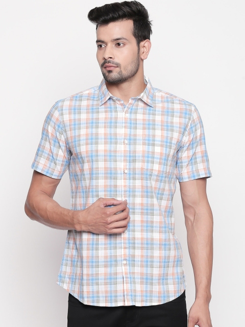 

BYFORD by Pantaloons Men Off-White & Blue Regular Fit Checked Casual Shirt