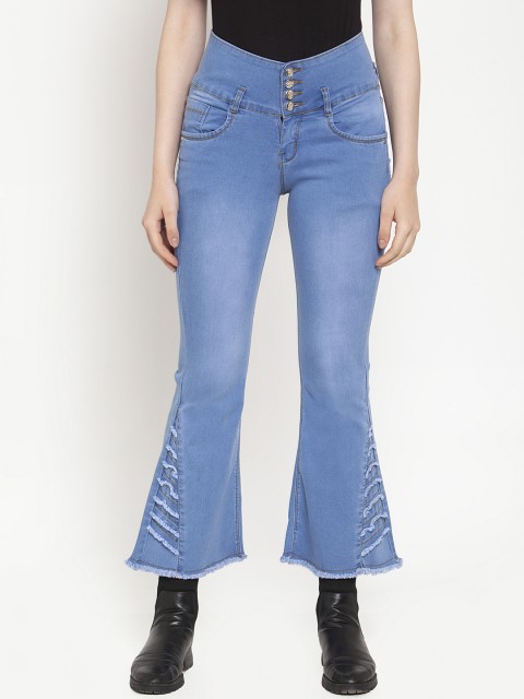 

Purple Feather Women Blue Bootcut High-Rise Clean Look Cropped Jeans