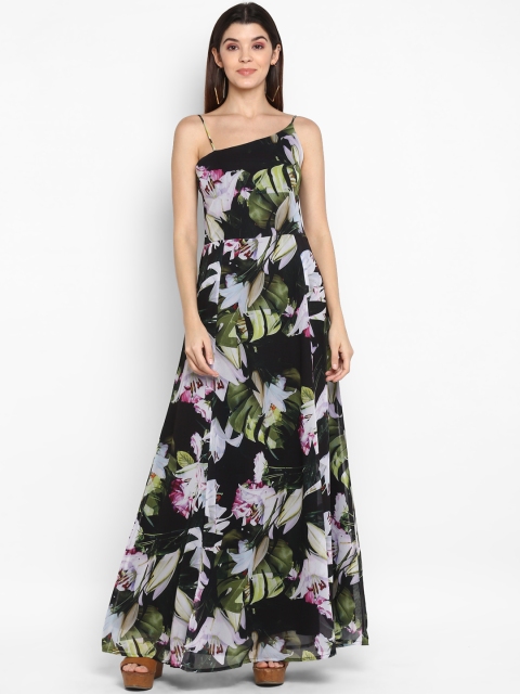 

MIAMINX Women Black & Green Printed Maxi Dress