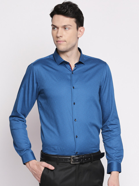 

RICHARD PARKER by Pantaloons Men Blue Slim Fit Printed Formal Shirt