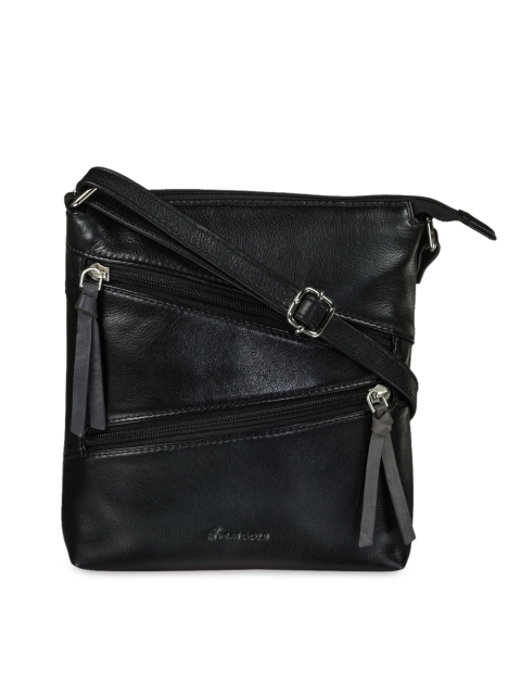 

MAI SOLI Women Black Solid Leather Cross Body Sling Bag