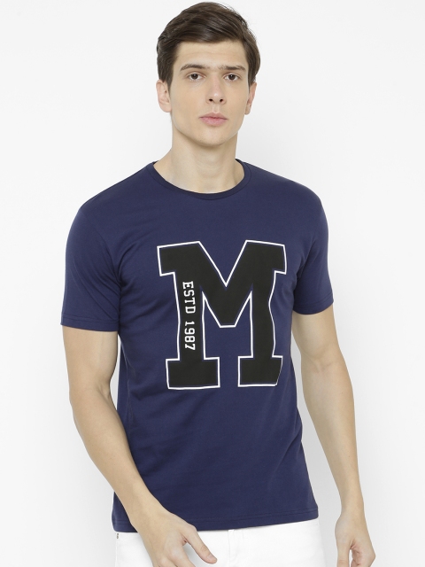 

ELEGANCE Men Navy Blue Printed Round Neck T-shirt