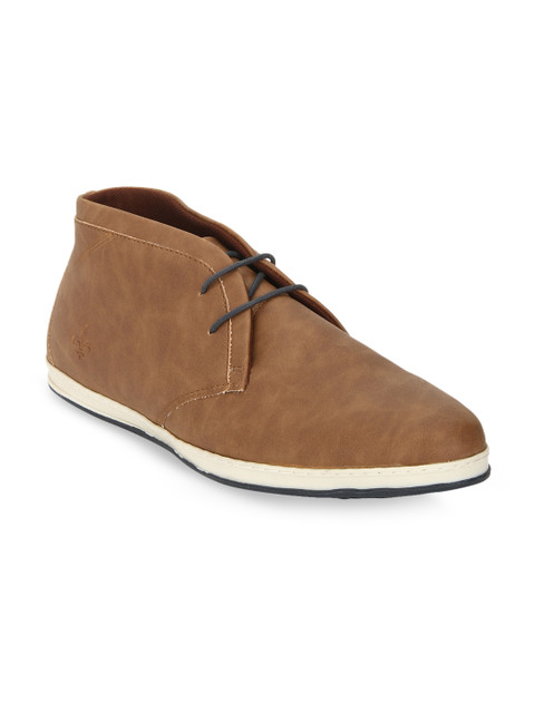 

Bond Street By Red Tape Men Tan Solid Synthetic Mid-Top Flat Boots