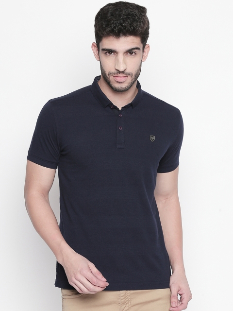 

Mufti Men Navy Blue Slim Fit Solid Polo Collar T-shirt