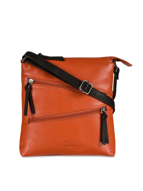 

MAI SOLI Women Orange Solid Leather Sling Bag