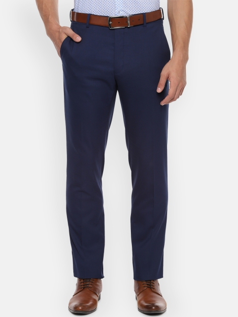 

Van Heusen Men Navy Blue Slim Fit Solid Formal Trousers