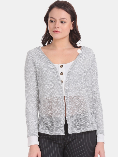 

Sugr Women Grey Solid Open Front Shrug