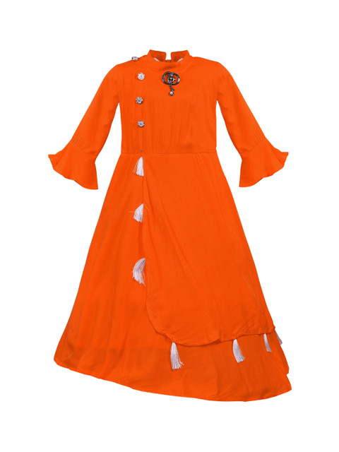 

Wish Karo Girls Orange Solid Maxi Dress