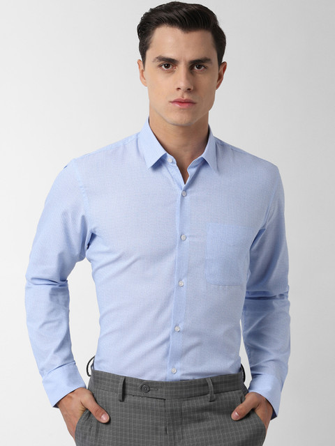 

Peter England Men Blue Regular Fit Striped Formal Shirt