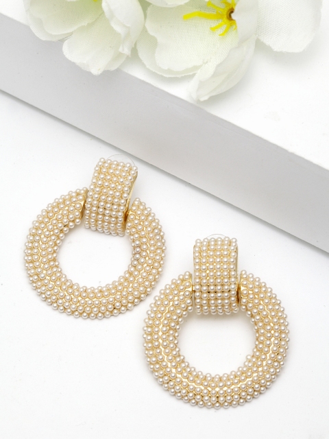 

AVANT-GARDE PARIS Gold-Plated & Off-White Circular Drop Earrings