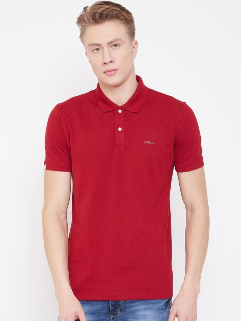 

Octave Men Red Solid Polo Collar T-shirt